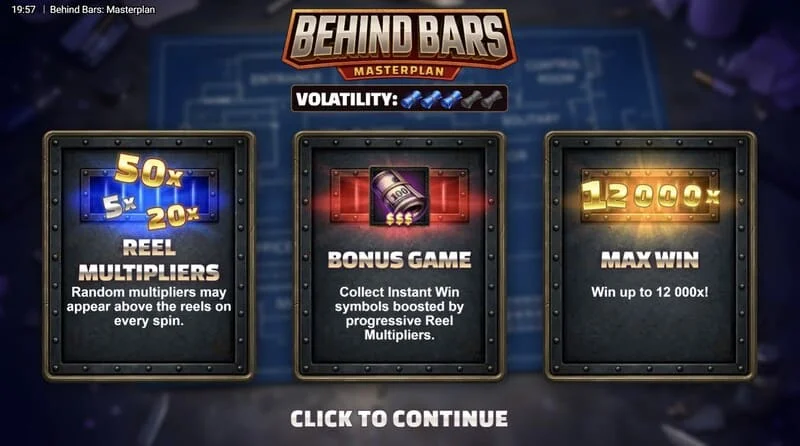 Behind Bars Masterplan - menu chính với ba nhân vật