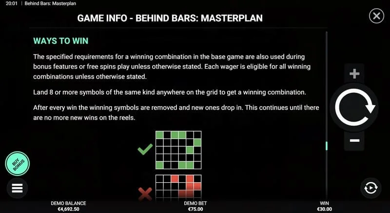 Behind Bars Masterplan - tổng quan về các đường và kết hợp chiến thắng